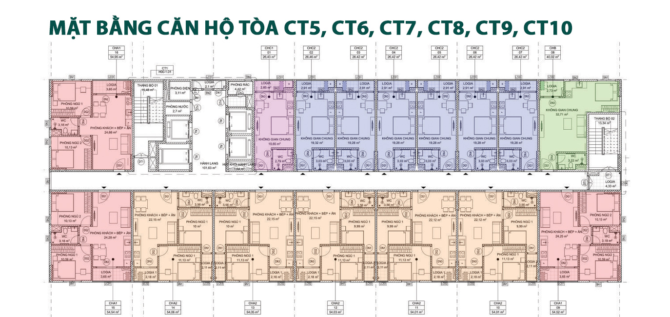 Mặt bằng thiết kế tòa CT5-6-7-8-9-10 Evergreen Tràng Duệ