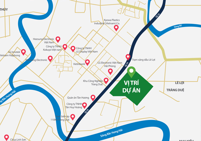 Vị trí dự án Evergreen Tràng Duệ rất thuận tiện